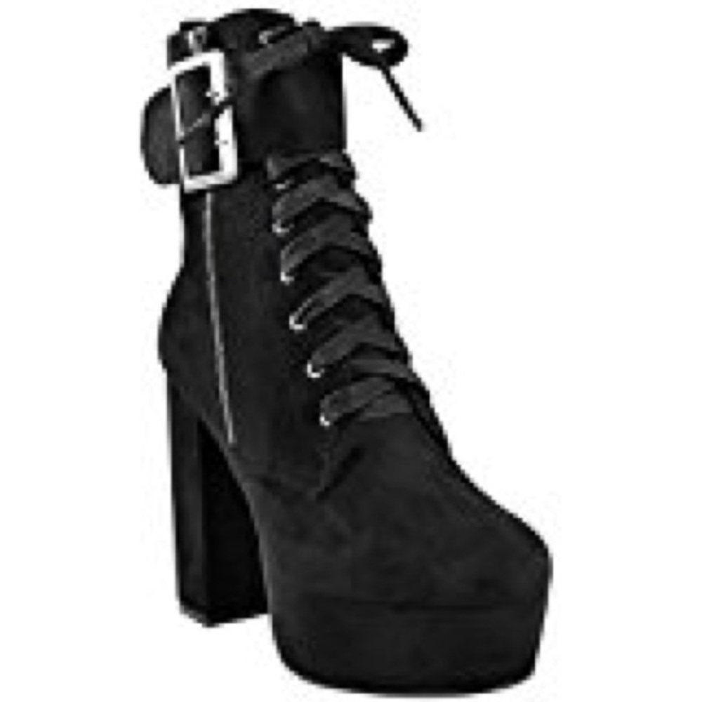 Black Faux Suede Ankle Boots
